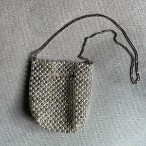 ZARA Pearl & Silver Chain bucket bag